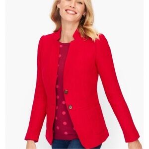 Talbots Red Boiled Wool Blazer, Size 4